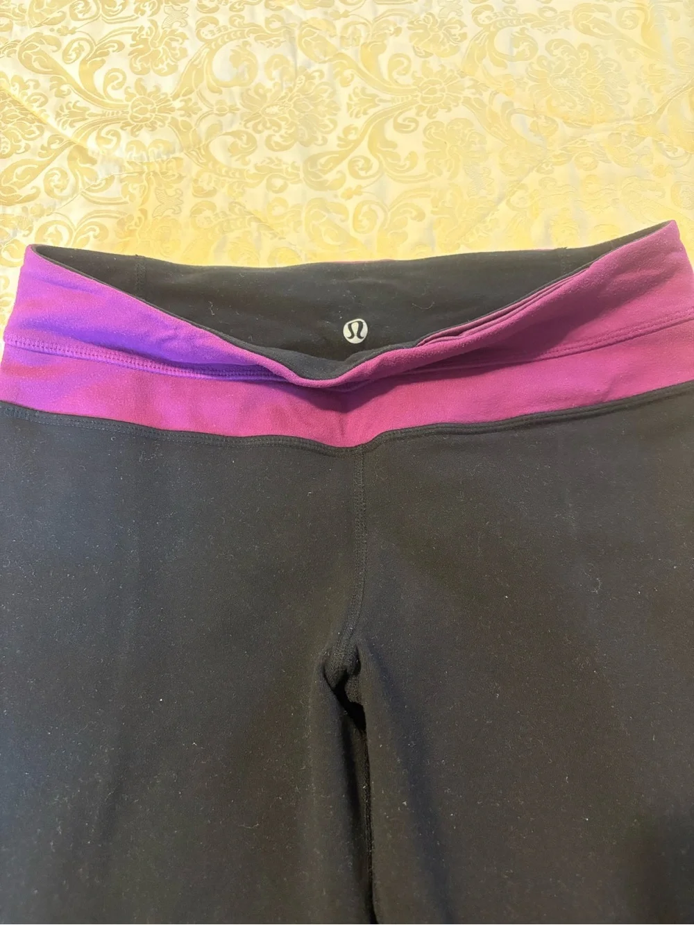 lululemon athletica Black Leggings with Purple Waistband